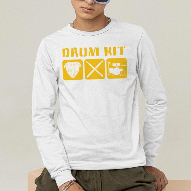 Drum Kit Band Drumming Drumsticks Musical Drums Men's Long Sleeve T-Shirt Drum Kit Band Drumming Drumsticks Musical Drums Men's Long Sleeve T-Shirt