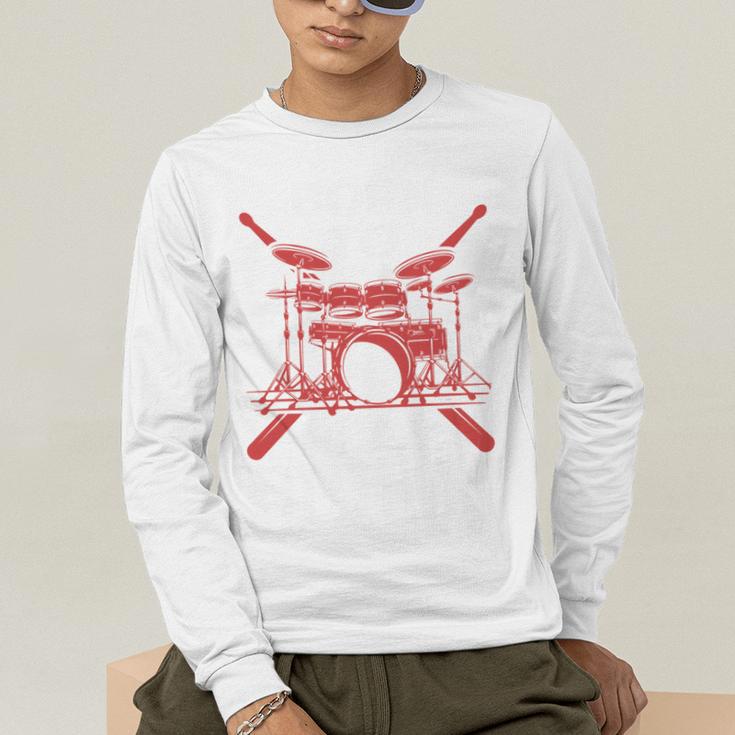 Drum Kit Percussion For Drummer Percussionist Musician Sweatshirt Men's Long Sleeve T-Shirt Drum Kit Percussion For Drummer Percussionist Musician Sweatshirt Men's Long Sleeve T-Shirt