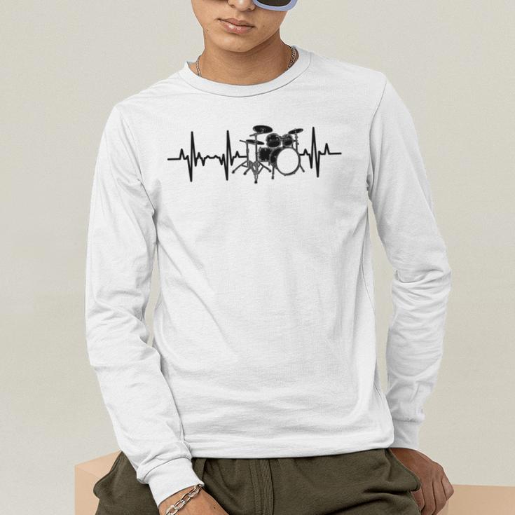 Drum Kit Pulse Line Rock Artist Drum Set Sweatshirt Men's Long Sleeve T-Shirt Drum Kit Pulse Line Rock Artist Drum Set Sweatshirt Men's Long Sleeve T-Shirt