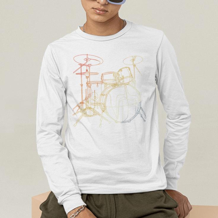 Drum Kit Vintage Look Music Concert Sweatshirt Men's Long Sleeve T-Shirt Drum Kit Vintage Look Music Concert Sweatshirt Men's Long Sleeve T-Shirt