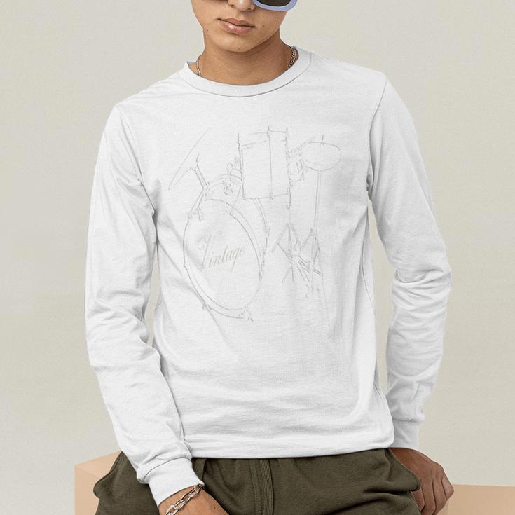 Drum Kit Vintage Drum Set Drummer Men's Long Sleeve T-Shirt Drum Kit Vintage Drum Set Drummer Men's Long Sleeve T-Shirt