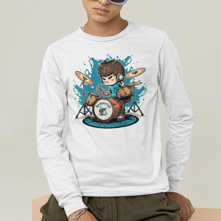 Drum Set Drumming Drummers Drum Kits Music Raglan Baseball Tee Men's Long Sleeve T-Shirt