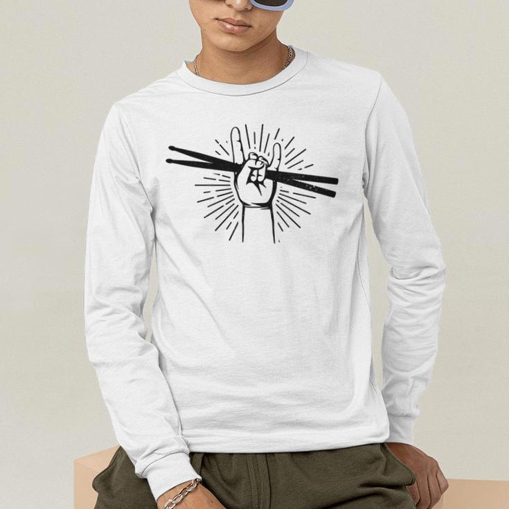 Drummer Drum Kit Rock & Roll Music Drummer Men's Long Sleeve T-Shirt Drummer Drum Kit Rock & Roll Music Drummer Men's Long Sleeve T-Shirt