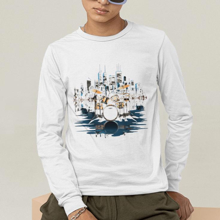 Drumset Drum Kit Music Drummer Drumming Men's Long Sleeve T-Shirt Drumset Drum Kit Music Drummer Drumming Men's Long Sleeve T-Shirt