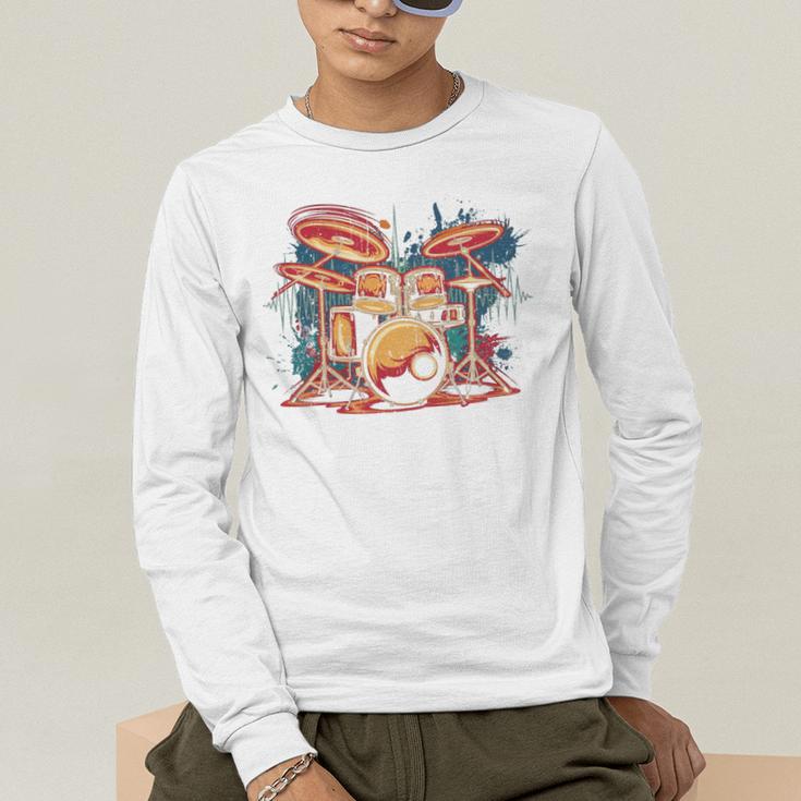 Dynamic Drum Kit For Drummers And Rock Music Lovers Sweatshirt Men's Long Sleeve T-Shirt Dynamic Drum Kit For Drummers And Rock Music Lovers Sweatshirt Men's Long Sleeve T-Shirt
