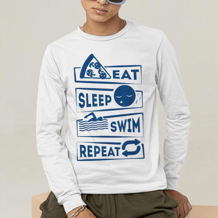 Eat Sleep Swimming Repeat Swimming Men's Long Sleeve T-Shirt Eat Sleep Swimming Repeat Swimming Men's Long Sleeve T-Shirt
