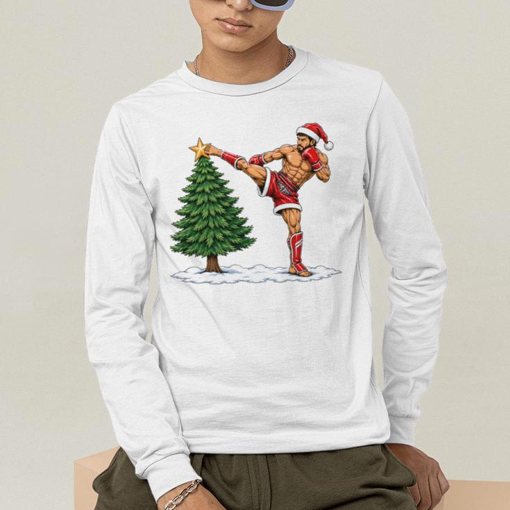 Festive Muay Thai Santa Christmas Men's Long Sleeve T-Shirt