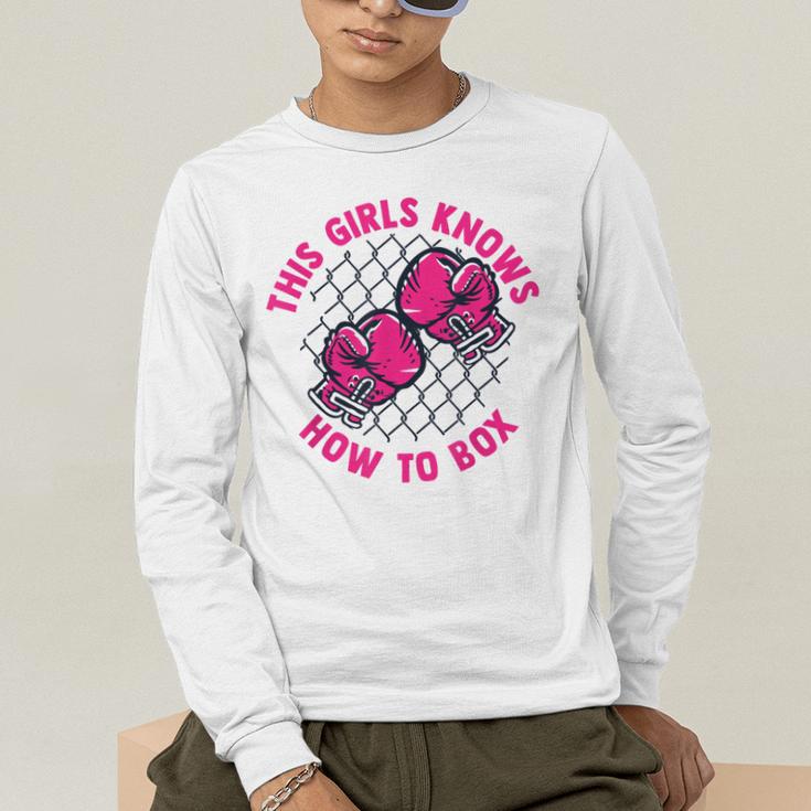 This Girl Knows How To Box Muay Thai Kickboxer Fan Boxing Men's Long Sleeve T-Shirt