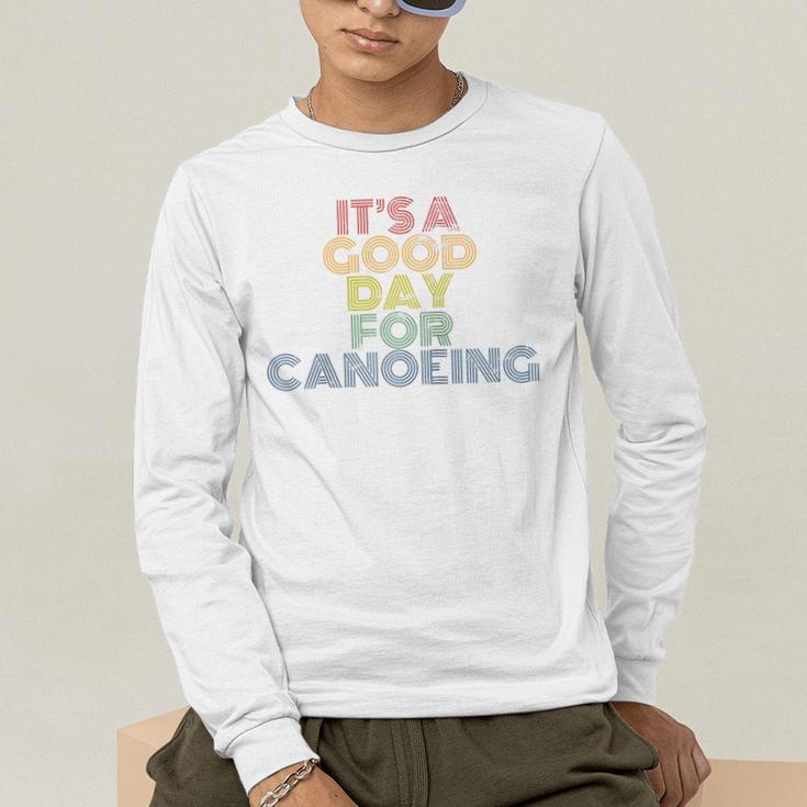 It's A Good Day For Canoeing Retro 70s Vintage Distressed Raglan Baseball Tee Men's Long Sleeve T-Shirt