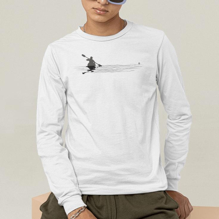 Kayaking Graphic Kayak Figure Kayaker Canoe Paddling Men's Long Sleeve T-Shirt Kayaking Graphic Kayak Figure Kayaker Canoe Paddling Men's Long Sleeve T-Shirt