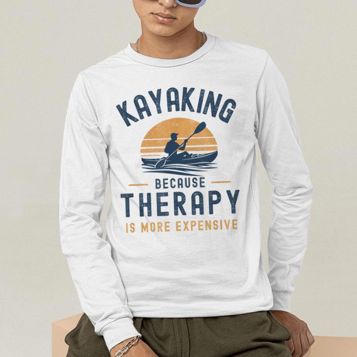 Kayaking Therapy Kayaker Canoe Paddle Lake River Men's Long Sleeve T-Shirt Kayaking Therapy Kayaker Canoe Paddle Lake River Men's Long Sleeve T-Shirt