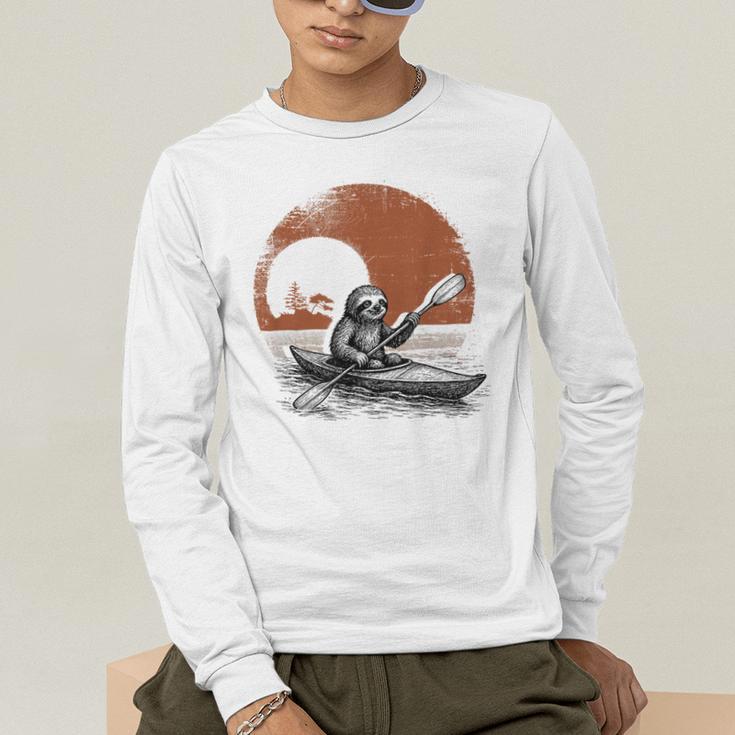 Kayaking Sloth Kayak Kayaker Canoe Paddling Men's Long Sleeve T-Shirt