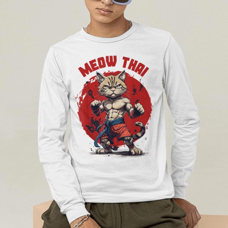Meow Thai Funny Muay Thai And Cats Lover Men's Long Sleeve T-Shirt Meow Thai Funny Muay Thai And Cats Lover Men's Long Sleeve T-Shirt