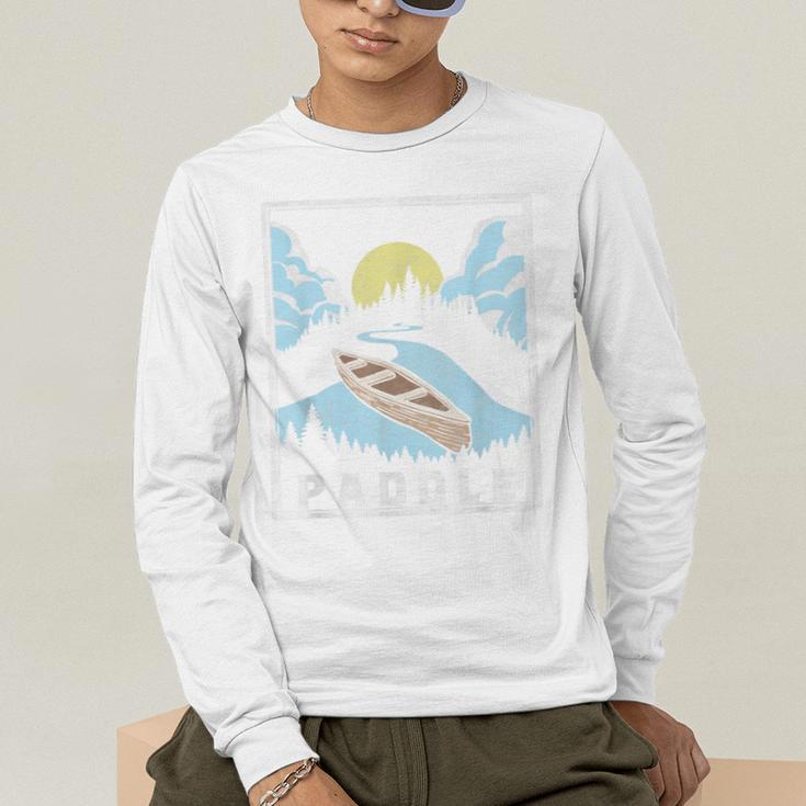 Paddle Retro Style Canoe & Outdoors Simple Canoeing Graphic Men's Long Sleeve T-Shirt