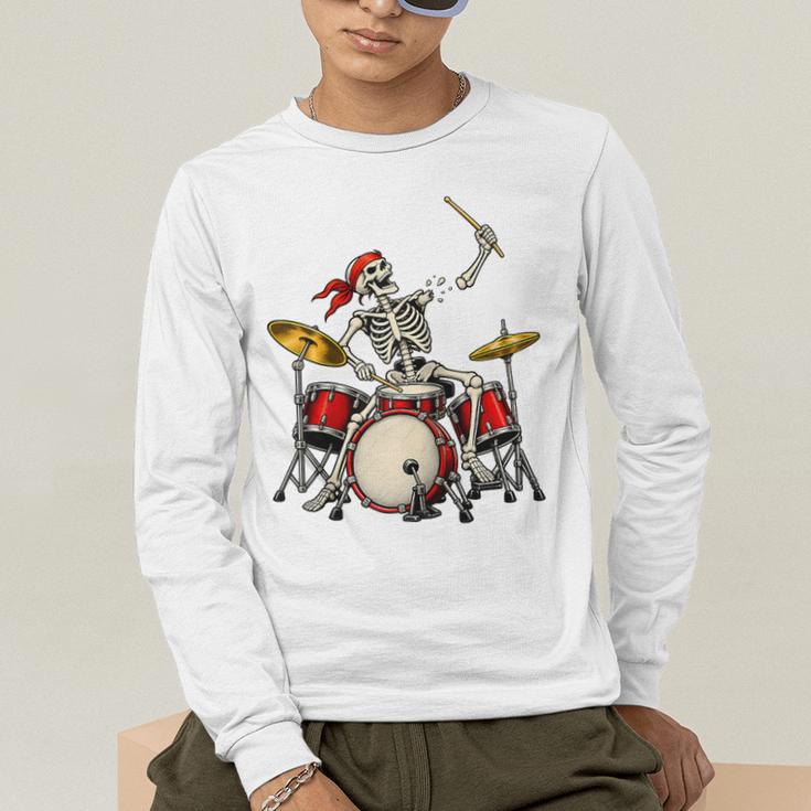 Skeleton Drummer Skull Drum Kit Halloween Raglan Baseball Tee Men's Long Sleeve T-Shirt Skeleton Drummer Skull Drum Kit Halloween Raglan Baseball Tee Men's Long Sleeve T-Shirt