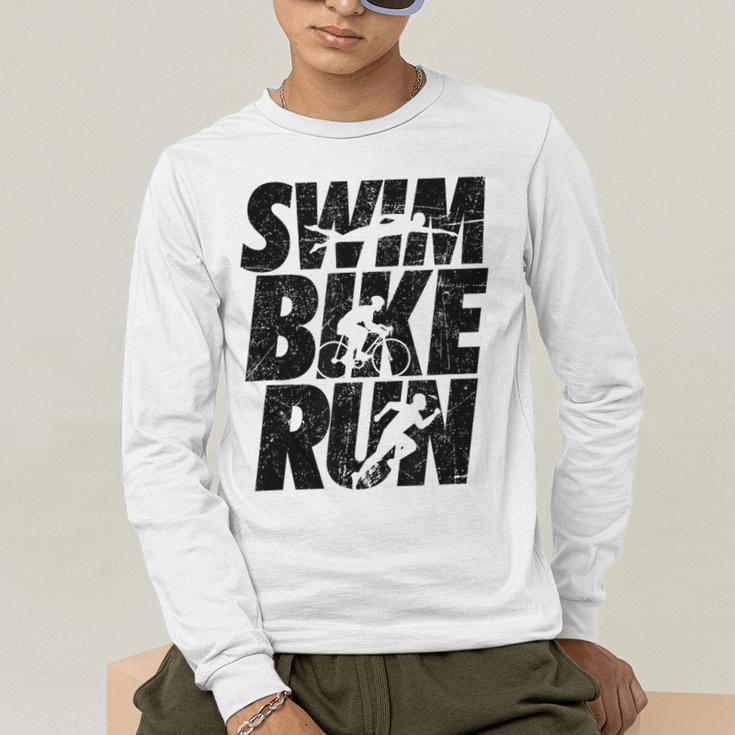 Swimming Cycling Running Triathlon Running Swimming Men's Long Sleeve T-Shirt Swimming Cycling Running Triathlon Running Swimming Men's Long Sleeve T-Shirt