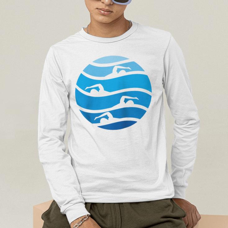 Swimming Freestyle Raglan Baseball Tee Men's Long Sleeve T-Shirt