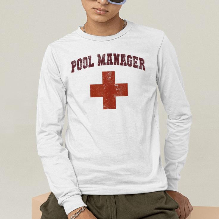 Swimming Pool Manager Beach Vacay Lifeguards Swim Cruise Men's Long Sleeve T-Shirt Swimming Pool Manager Beach Vacay Lifeguards Swim Cruise Men's Long Sleeve T-Shirt