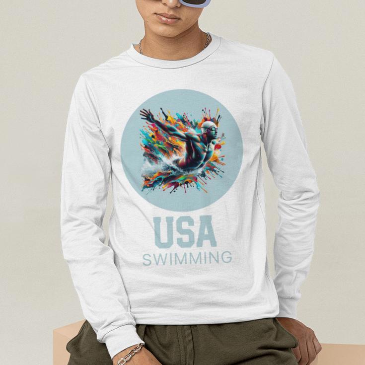 SWIMMING SPORT COMPETITIVE SWIM Men's Long Sleeve T-Shirt SWIMMING SPORT COMPETITIVE SWIM Men's Long Sleeve T-Shirt