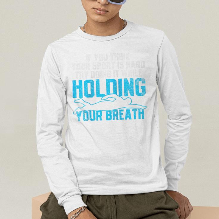 Swimming Swimmer Raglan Baseball Tee Men's Long Sleeve T-Shirt Swimming Swimmer Raglan Baseball Tee Men's Long Sleeve T-Shirt