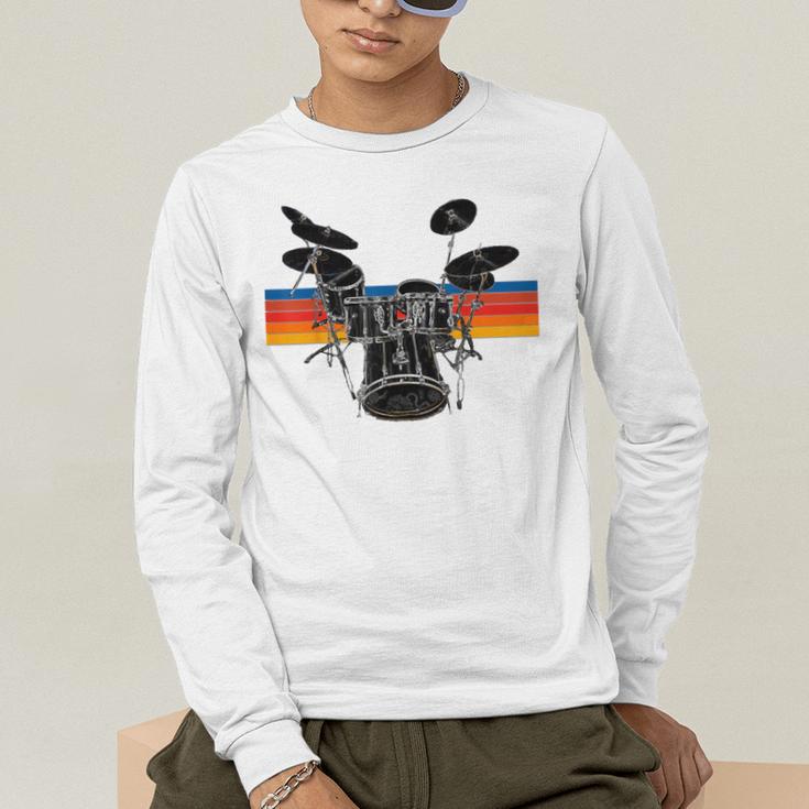Vintage Drum Kit Drummer Rock Band Drums Men's Long Sleeve T-Shirt Vintage Drum Kit Drummer Rock Band Drums Men's Long Sleeve T-Shirt