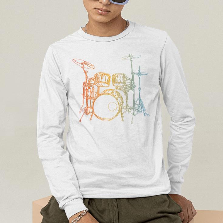 Vintage Drummer Drum Kit Men's Long Sleeve T-Shirt