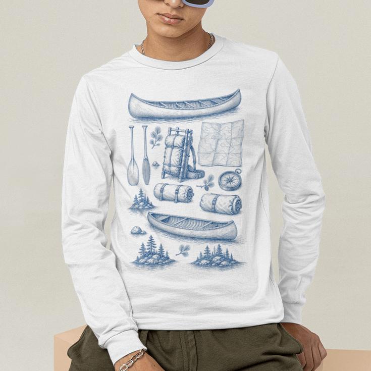 Women's Canoe Wilderness Gear Vintage Chart Collection Illustration Men's Long Sleeve T-Shirt