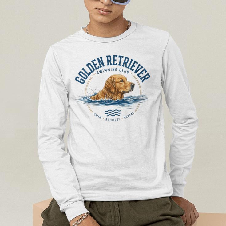 Women's Golden Retriever Swimming Men's Long Sleeve T-Shirt Women's Golden Retriever Swimming Men's Long Sleeve T-Shirt
