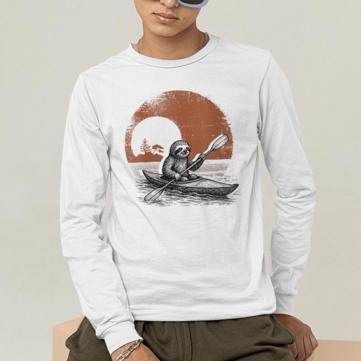 Women's Kayaking Sloth Kayak Kayaker Canoe Paddling Men's Long Sleeve T-Shirt Women's Kayaking Sloth Kayak Kayaker Canoe Paddling Men's Long Sleeve T-Shirt