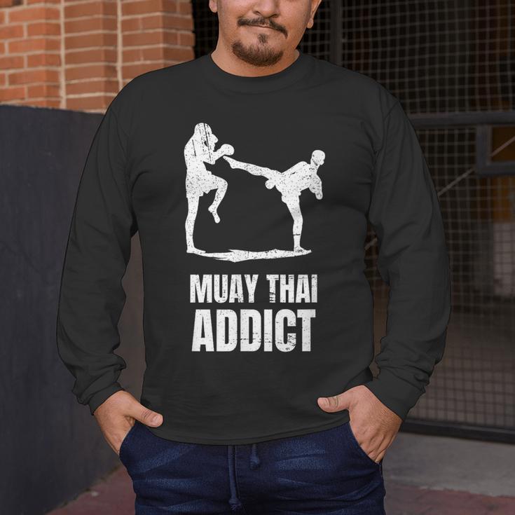 Addicted To Muay Thai Graphic Shirt Men's Long Sleeve T-Shirt Addicted To Muay Thai Graphic Shirt Men's Long Sleeve T-Shirt