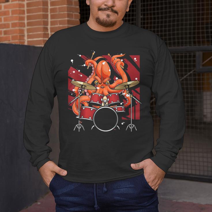 Animal Octopus Musician Drum Kit Octopus Drummer Men's Long Sleeve T-Shirt Animal Octopus Musician Drum Kit Octopus Drummer Men's Long Sleeve T-Shirt