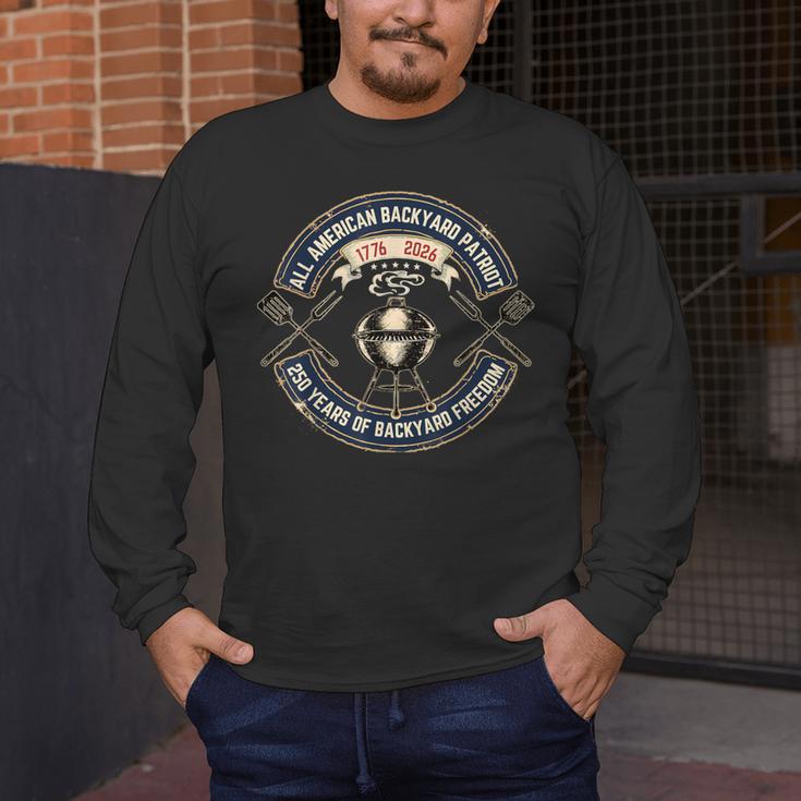 BBQ Dad 250 Years Backyard Freedom 1776 USA Patriot July 4th Men's Long Sleeve T-Shirt