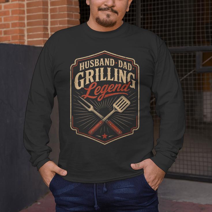 BBQ Dad Husband Dad Grilling Legend Men's Long Sleeve T-Shirt BBQ Dad Husband Dad Grilling Legend Men's Long Sleeve T-Shirt