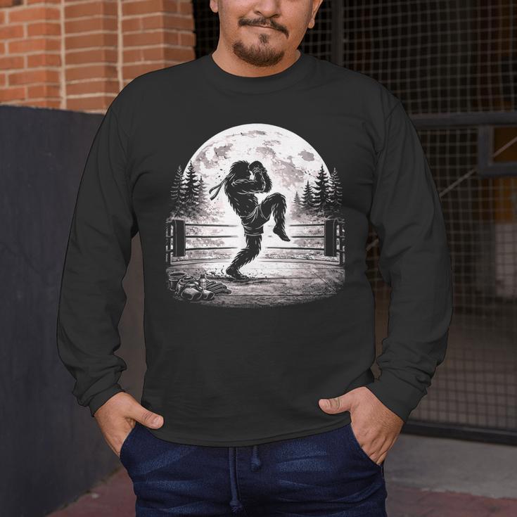Bigfoot Muay Thai Boxer Martial Arts Sasquatch Men's Long Sleeve T-Shirt