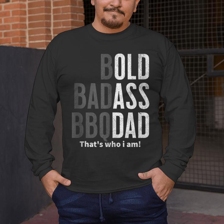 Bold Badass BBQ Dad Gag Fathers Day Husband Birthday Men's Long Sleeve T-Shirt