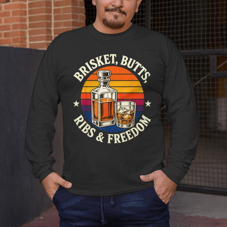 Brisket Butts Ribs And Freedom BBQ Dad Men's Long Sleeve T-Shirt Brisket Butts Ribs And Freedom BBQ Dad Men's Long Sleeve T-Shirt