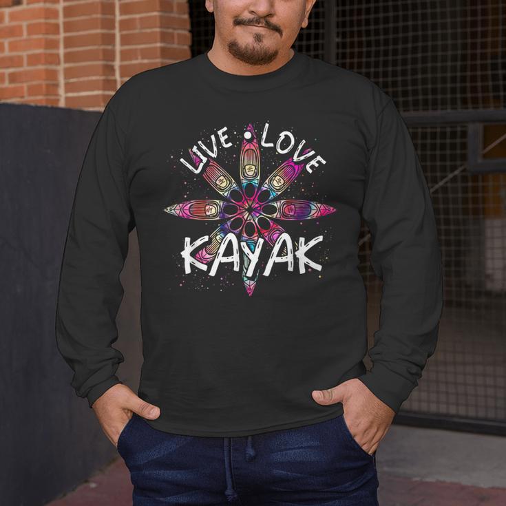 Canoe Boat Paddling Sport Kayaker Live Love Kayak Kayaking Men's Long Sleeve T-Shirt Canoe Boat Paddling Sport Kayaker Live Love Kayak Kayaking Men's Long Sleeve T-Shirt