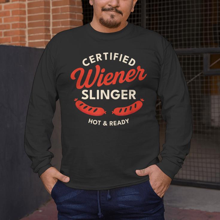 Certified Wiener Slinger BBQ Dad 4th Of July Men's Long Sleeve T-Shirt