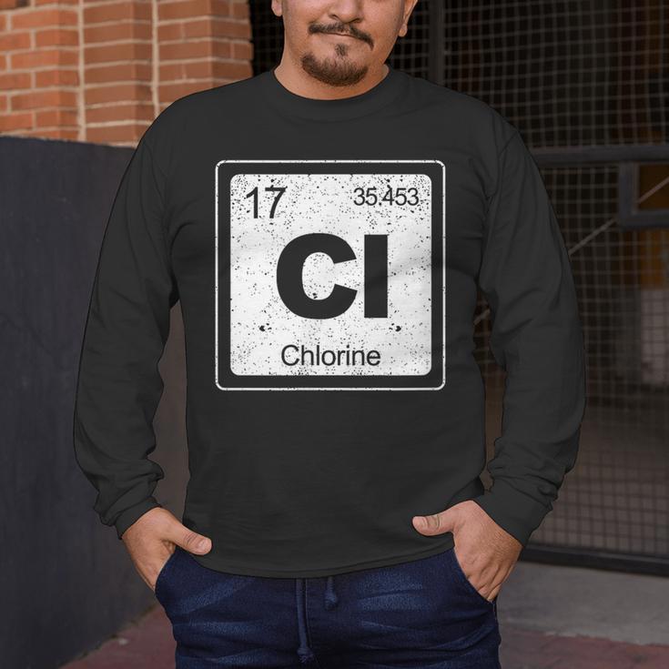 Chlorine Periodic Table Symbol Chemistry Swimming Dive Men's Long Sleeve T-Shirt Chlorine Periodic Table Symbol Chemistry Swimming Dive Men's Long Sleeve T-Shirt