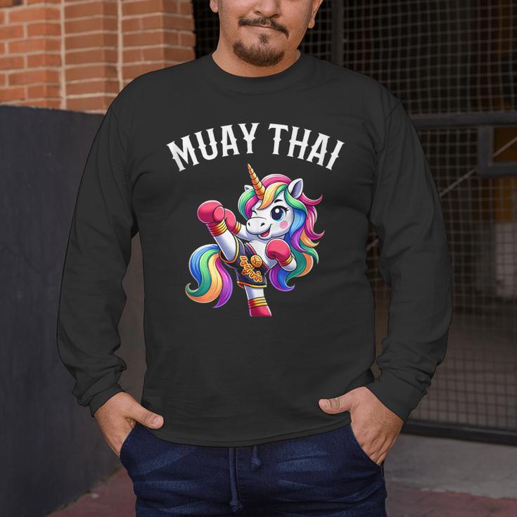 Cute Muay Thai Unicorn Men's Long Sleeve T-Shirt