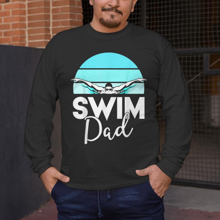 Dad Father School Swimming Meet Swimmer Swimmer Men's Long Sleeve T-Shirt Dad Father School Swimming Meet Swimmer Swimmer Men's Long Sleeve T-Shirt