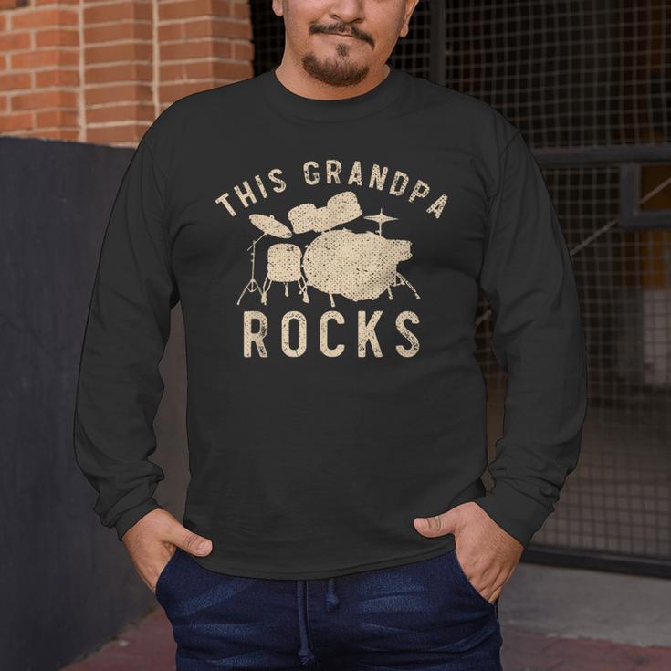 Dieser Opa Rockt Trommzeuger Drummer Musik Drum Kit Men's Long Sleeve T-Shirt