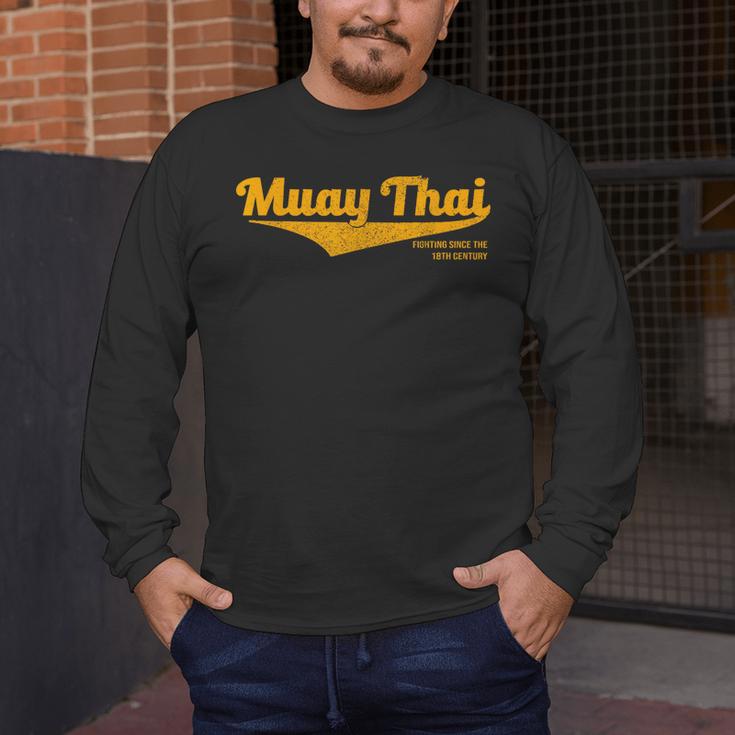 Distressed Muay Thai Kickboxing MMA BJJ Thailand T-Shirt Men's Long Sleeve T-Shirt