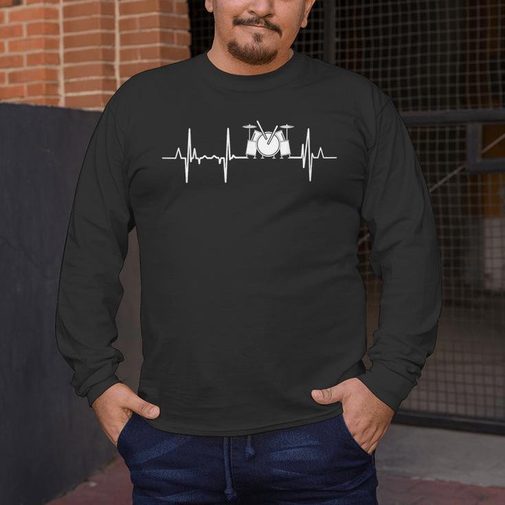 Drum Kit Cardiogram Drum Musician ECG Men's Long Sleeve T-Shirt Drum Kit Cardiogram Drum Musician ECG Men's Long Sleeve T-Shirt