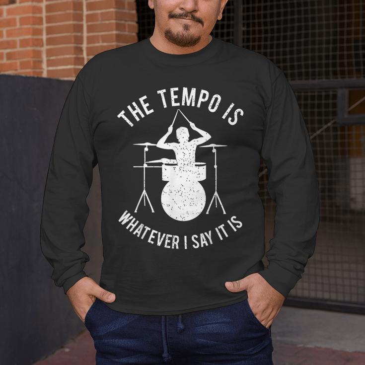 Drum Kit Graphic For a Drummer With Percussion Instruments Men's Long Sleeve T-Shirt