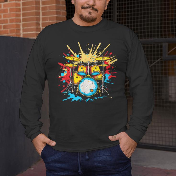 Drum Kit Steamwave Music Band Men's Long Sleeve T-Shirt Drum Kit Steamwave Music Band Men's Long Sleeve T-Shirt