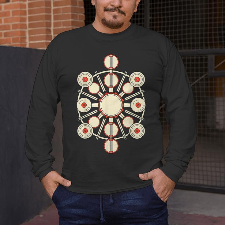 Drummer Drum Kit Mandala Percussionist Music Lover Men's Long Sleeve T-Shirt