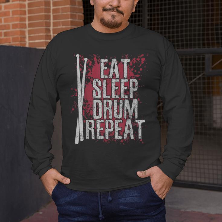 Drummer Eat Sleep Drum Repeat Drum Kit Musician Men's Long Sleeve T-Shirt Drummer Eat Sleep Drum Repeat Drum Kit Musician Men's Long Sleeve T-Shirt