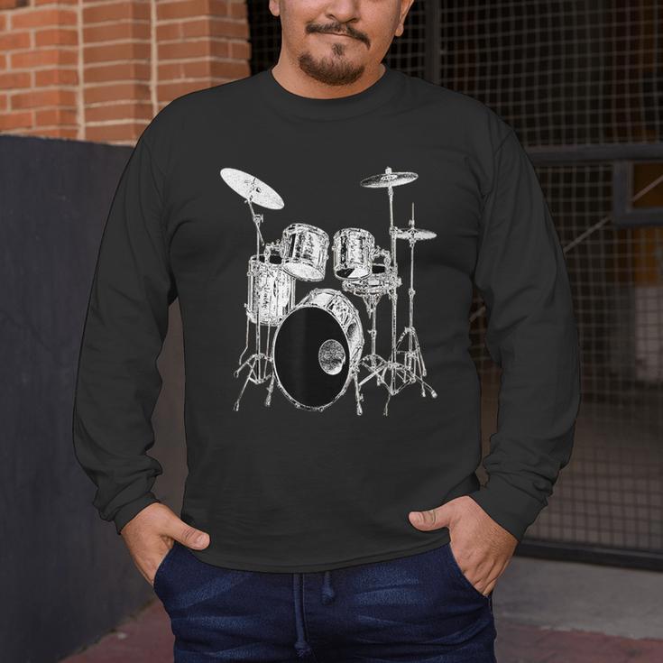 Drums Drum Kit Music Men's Long Sleeve T-Shirt Drums Drum Kit Music Men's Long Sleeve T-Shirt