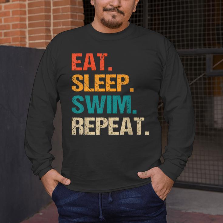 Eat Sleep Swim Repeat Pool Swimmer Water Polo Swimming Men's Long Sleeve T-Shirt Eat Sleep Swim Repeat Pool Swimmer Water Polo Swimming Men's Long Sleeve T-Shirt